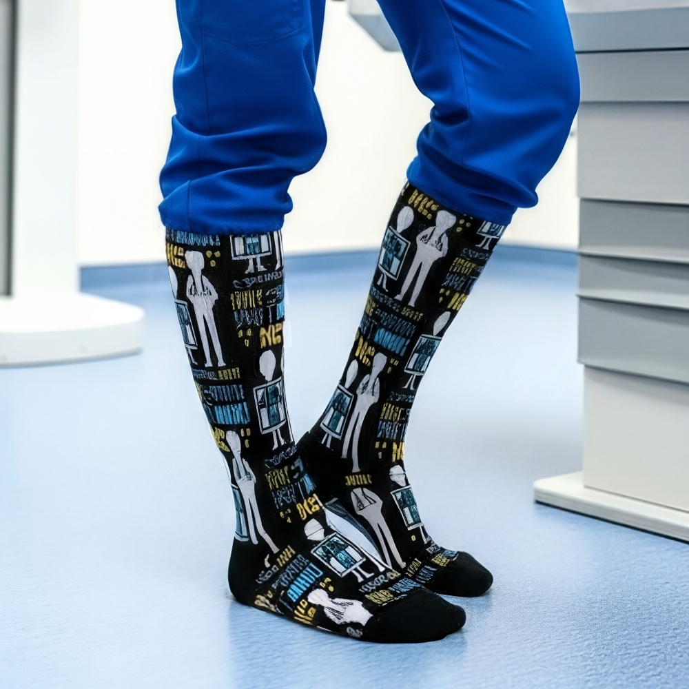 NEW X-Ray Tech Radiology Socks Funny Novelty Black Unisex Mens Womens One Size